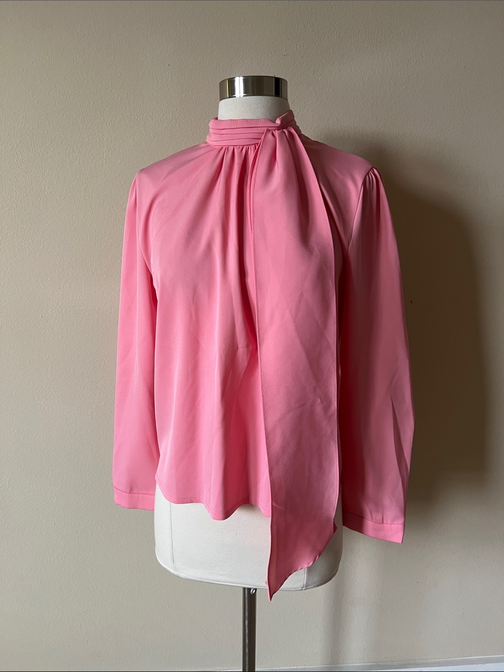 Women's Pink Tie-Neck Blouse